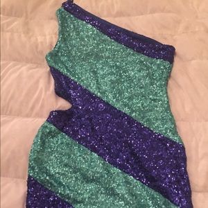 Sequin Bebe dress turquoise and blue - S